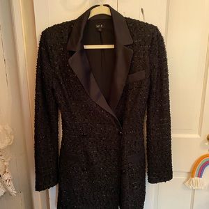 NBD black sparkly tux dress, worn once, XS